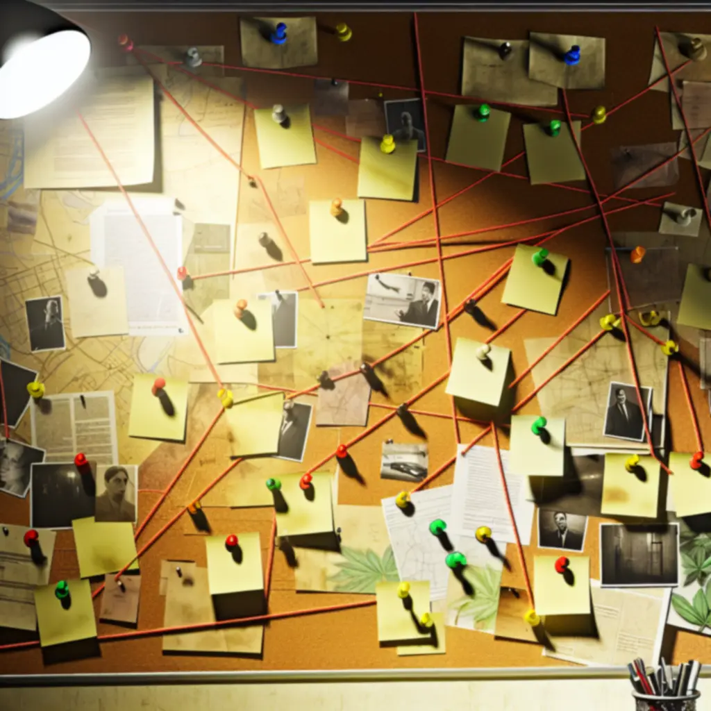 Tablica detektywistyczna z tropami